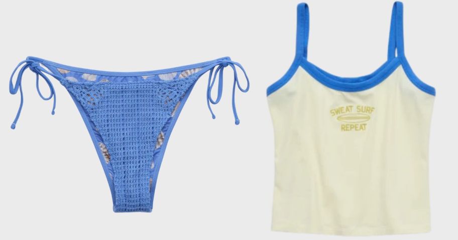 aerie bikini bottom and activewear top