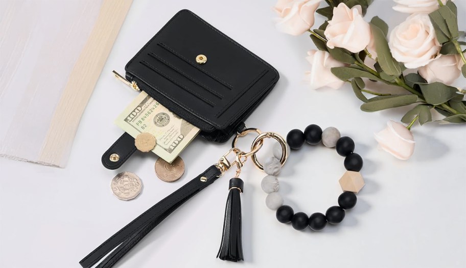 wristlet wallet on a table