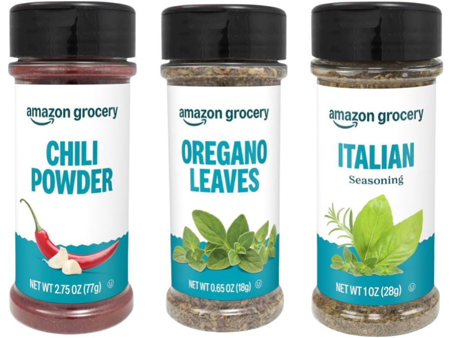 amazon grocery chili powder, oregano leaves, and italian seasoning