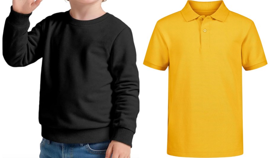 boy in black sweatshirt next to gold polo