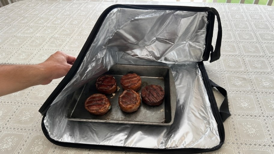 grilled smoked steaks in a meat blanket