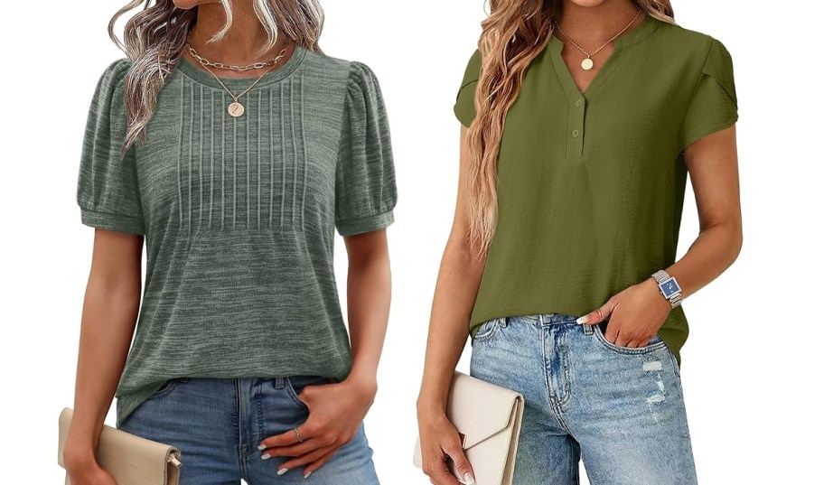 women wearing green tops 