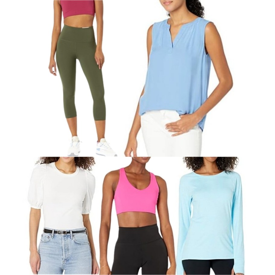 amazon essentials womens clothing leggings, jumpsuit, tees and sports bra