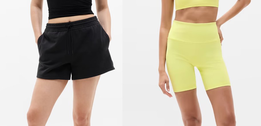 women wearing black and yellow shorts 