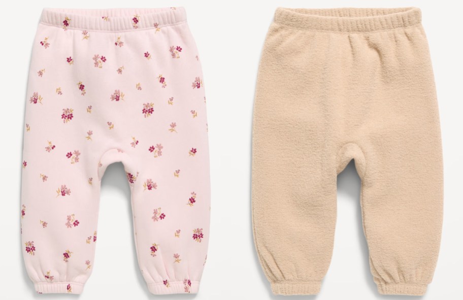 pink and tan baby sweatpants