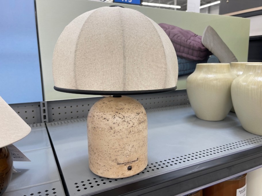 stone base lamp with neutral shade