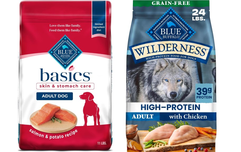 two bags of blue buffalo dog food 