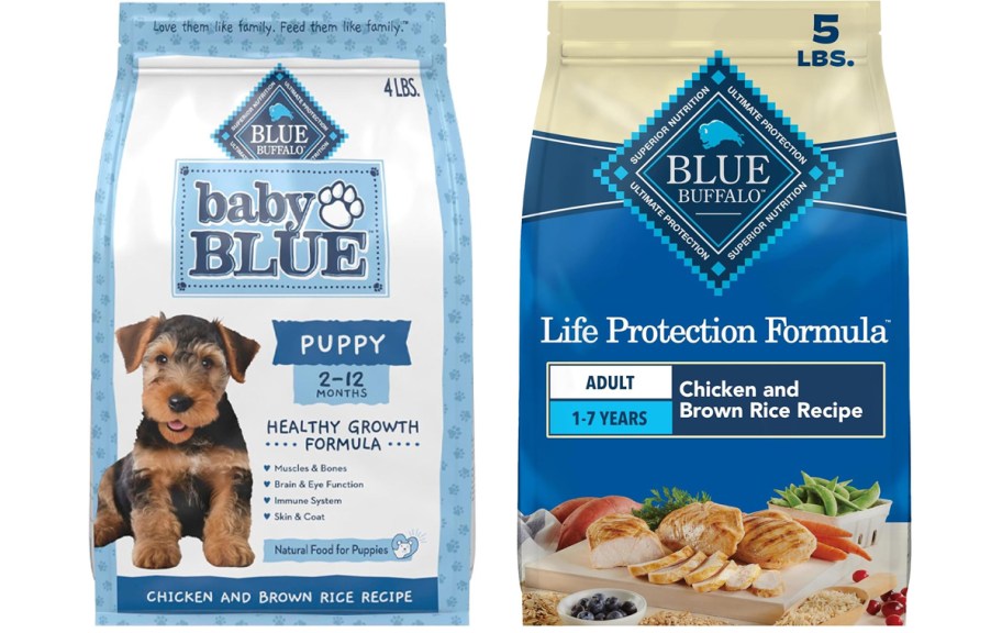baby and adult blue buffalo dog food bags 