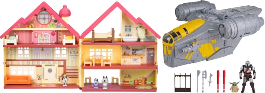 bluey doll house and Mandalorian Razor Crest Playset