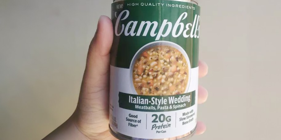hand holding campbells can