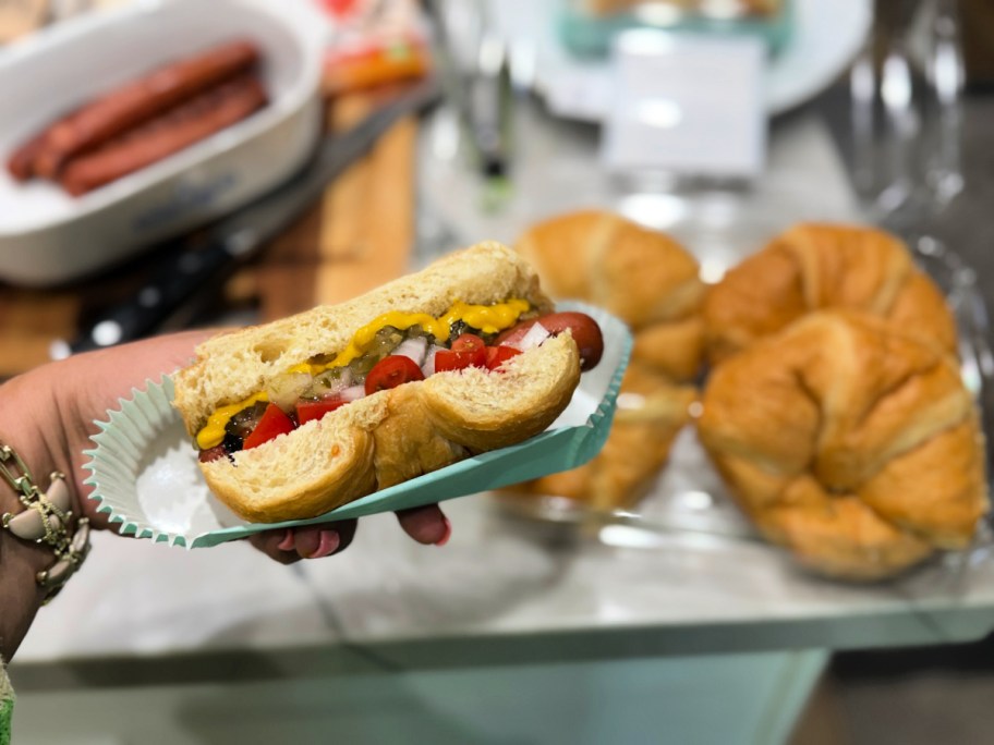 croissant as a hot dog bun 