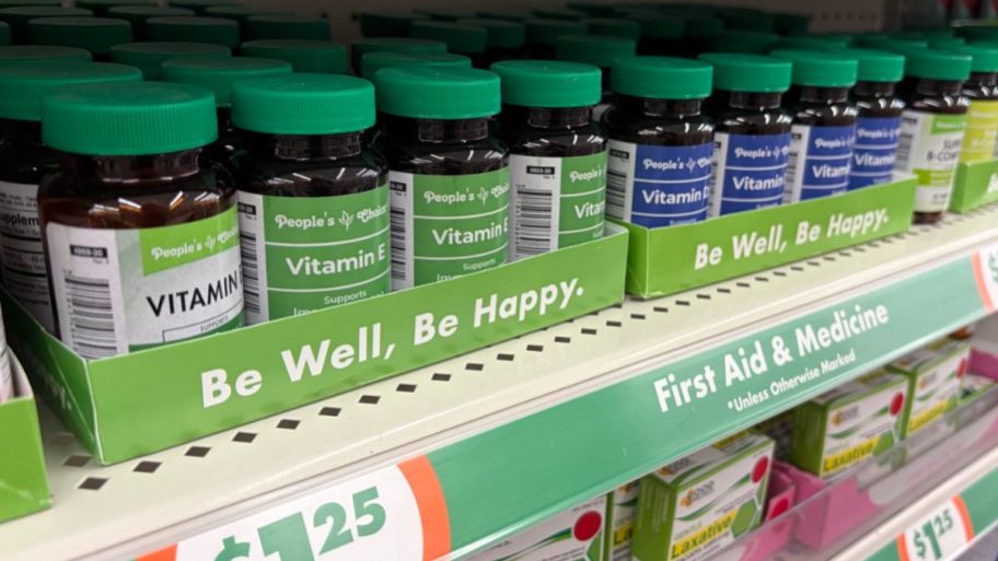 display of dollar tree vitamins