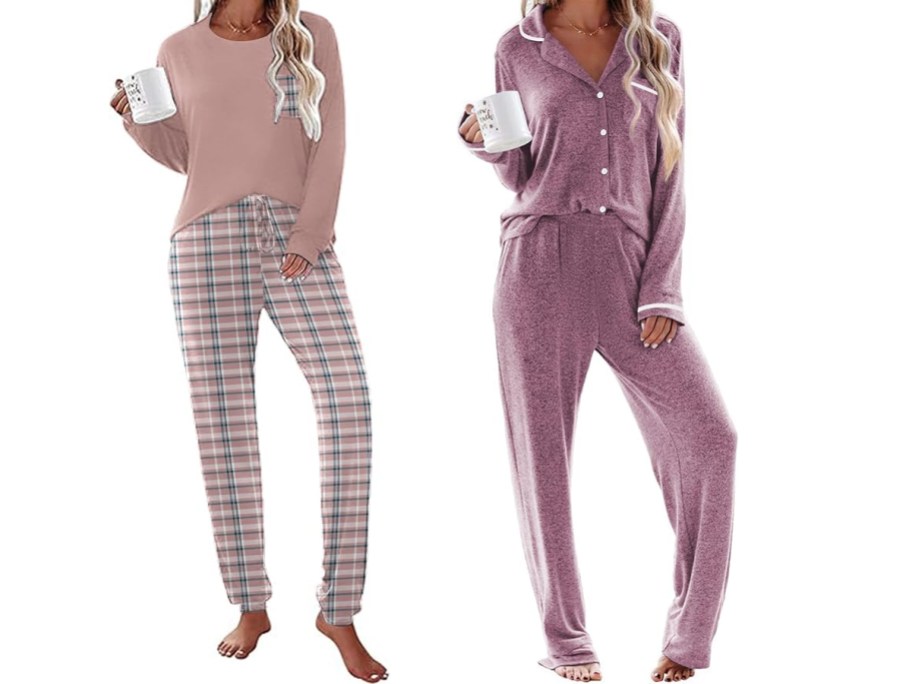 women wearing pink pajamas