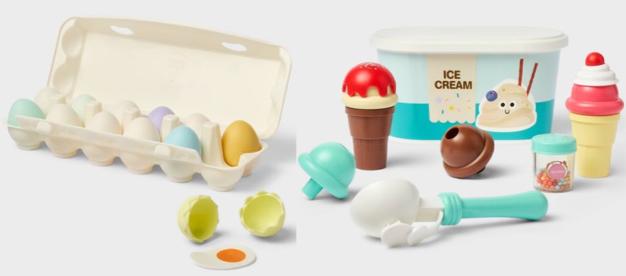 dozen egg and ice cream food play sets