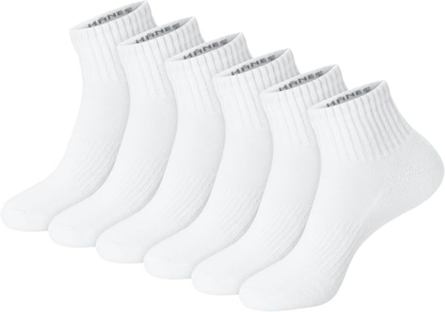 6 pack of white ankle socks