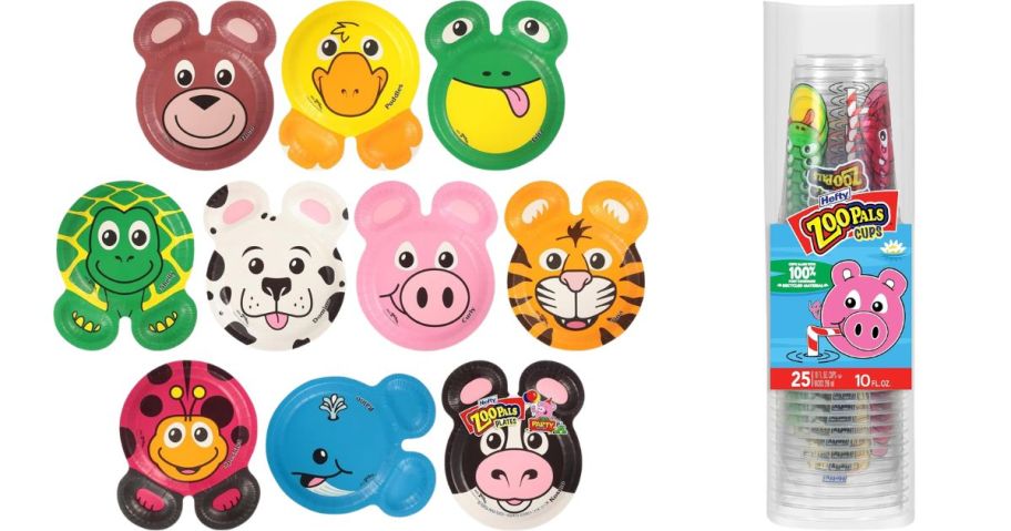 hefty zoo pals plates and cups