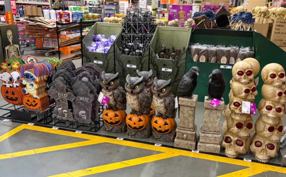 tombstones, owl, bird, and more halloween decor