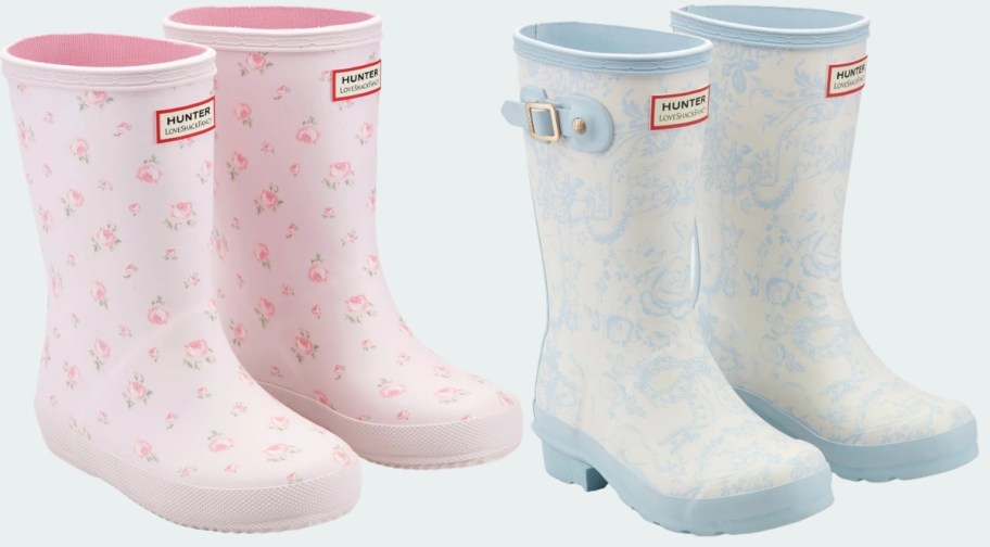 two pair of kids hunter x loveshack facy rain boots