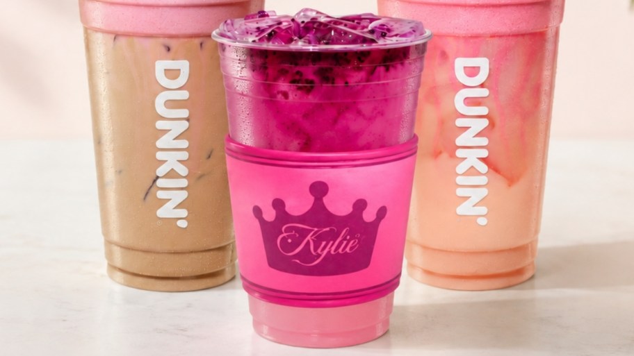 king kylie cup sleeve on a dunkin drink cup 