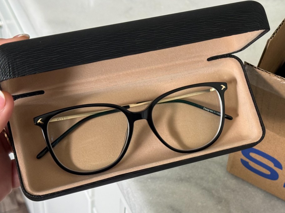 black glasses in case