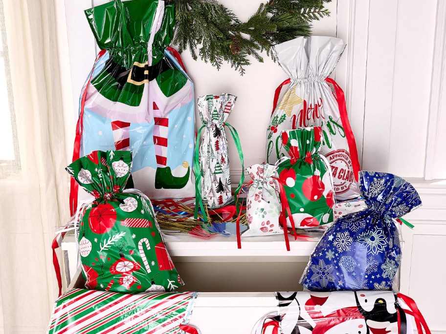 christmas giftbags on display 