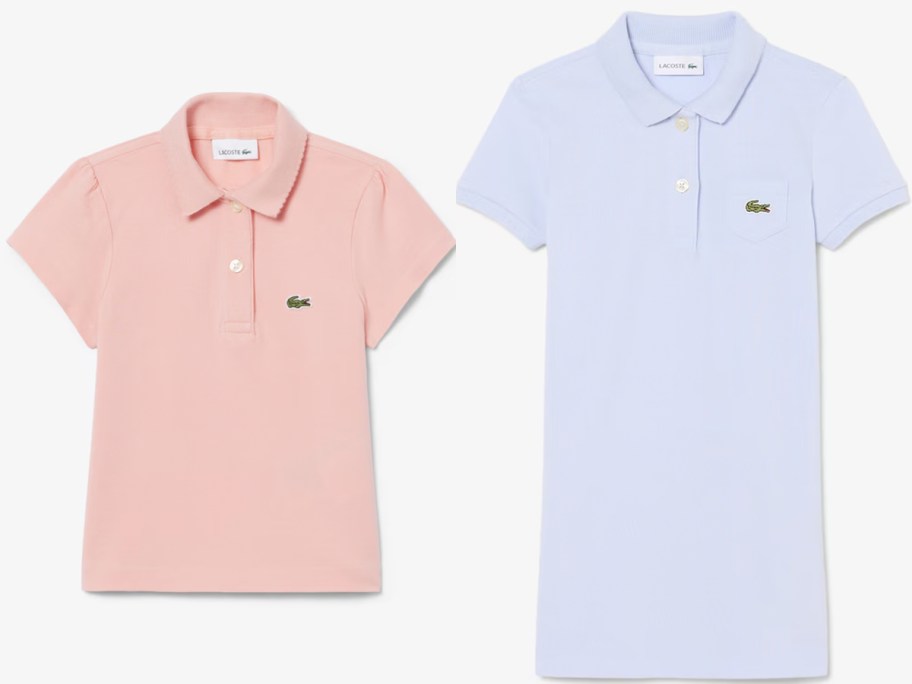 pink polo and blue dress
