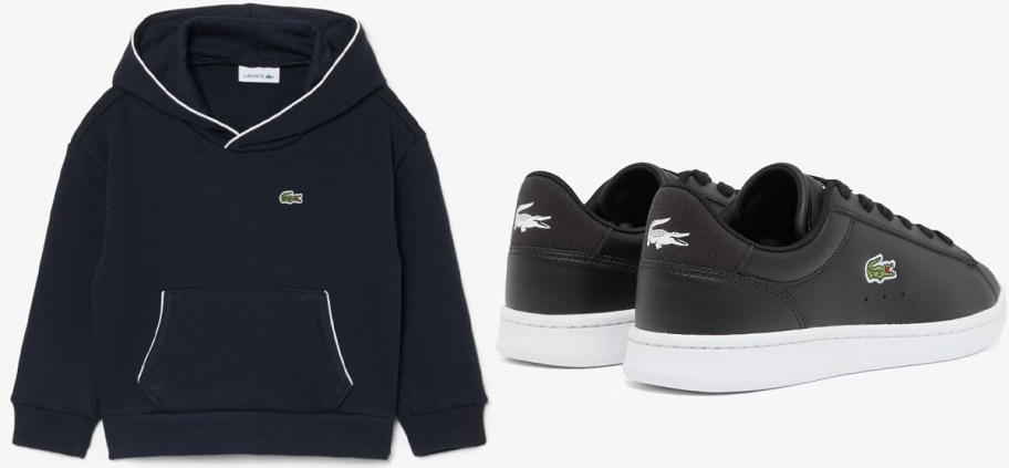 blue sweater and black shoes 