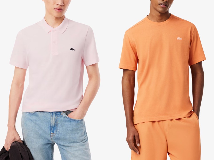 men wearing pink and orange tops 