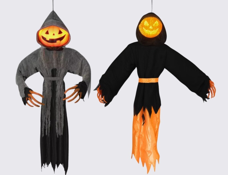 two hanging outdoor halloween decorations