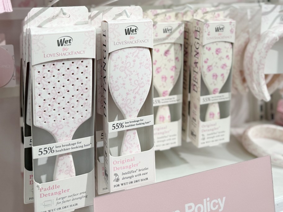 loveshack wet brushes hanging in store 