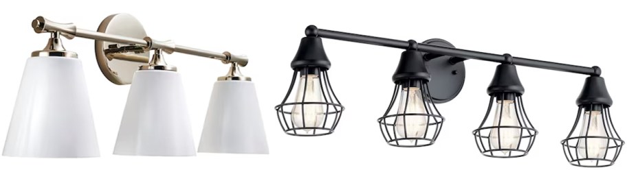 white and black bathroom vanity lights