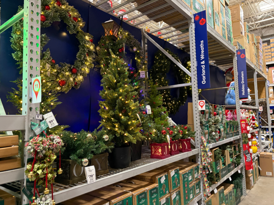 wreaths, garlands, mini trees at lowes