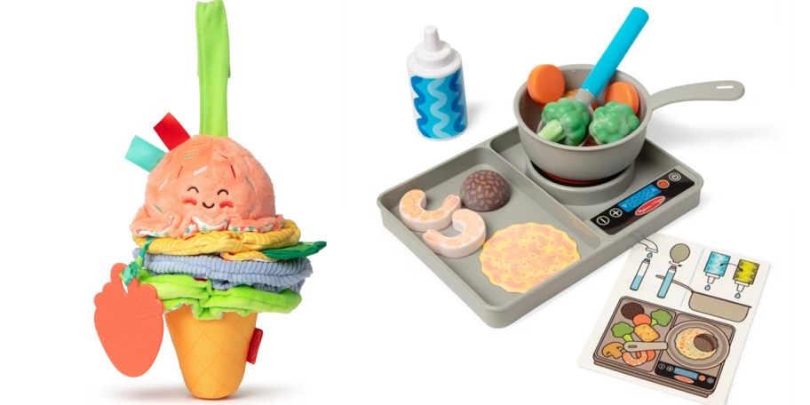 ice cream cone and kitchen set toys 