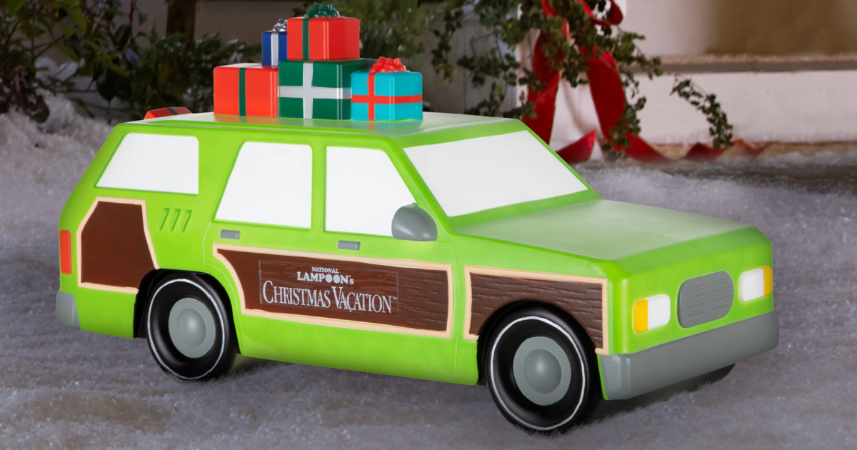 National Lampoon Christmas vacation station wagon with presents outdoor Christmas decoration
