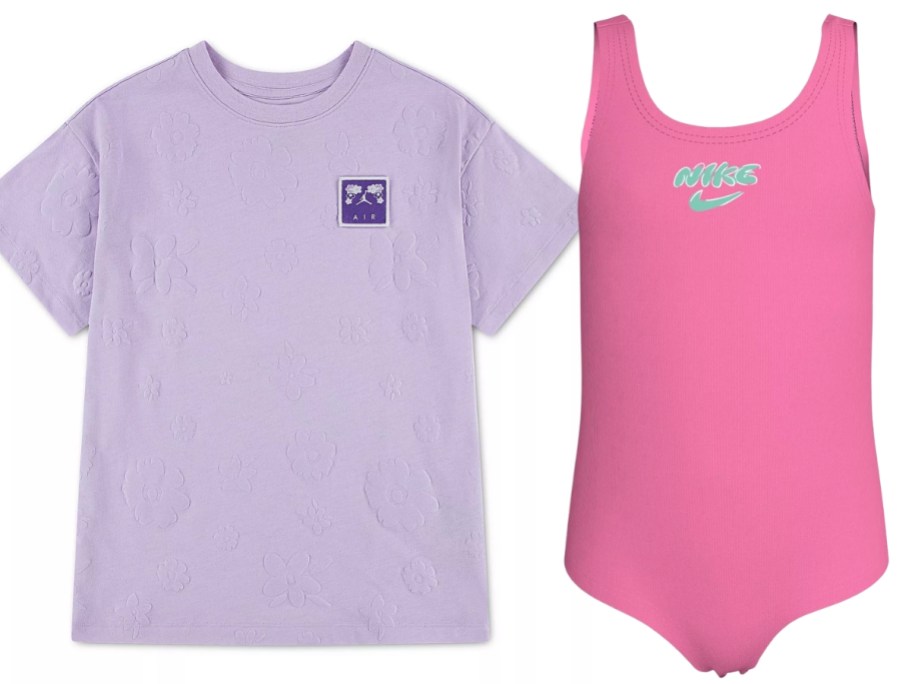 girl's Nike shirt and swimsuit