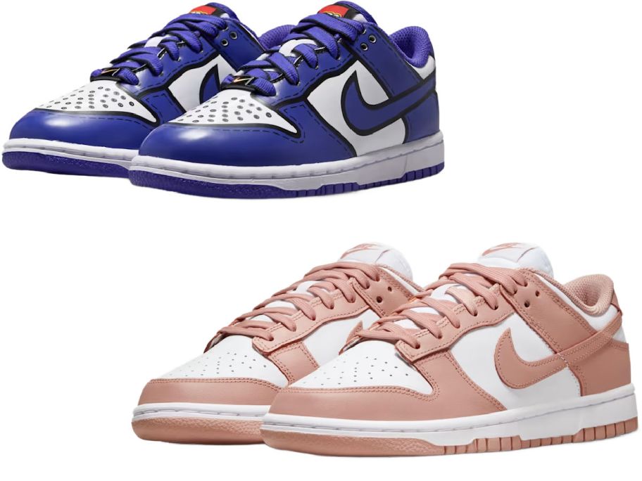 2 pairs of nike shoes on a white background