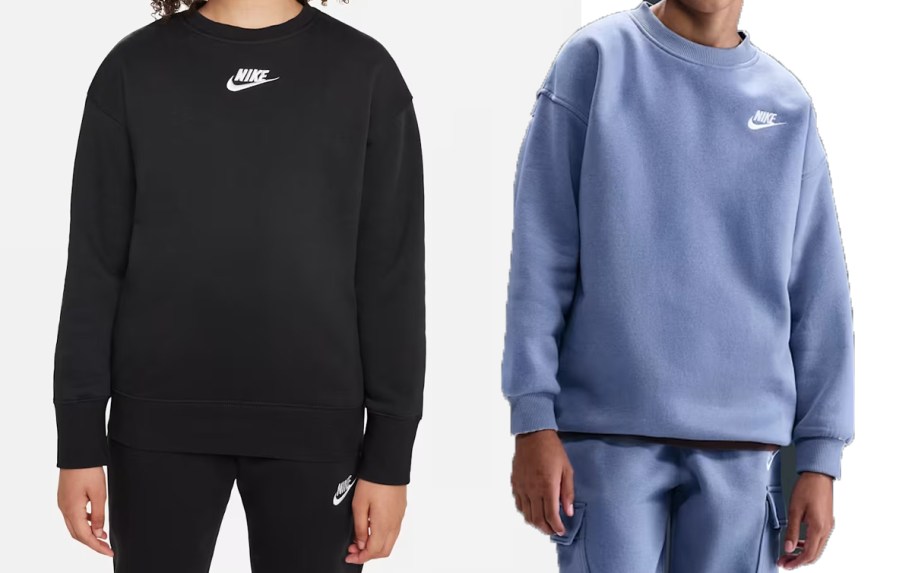 girls wearing black and blue sweatshirts 