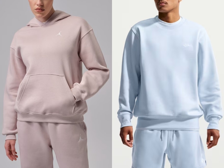 man and a woman in Nike hoodies