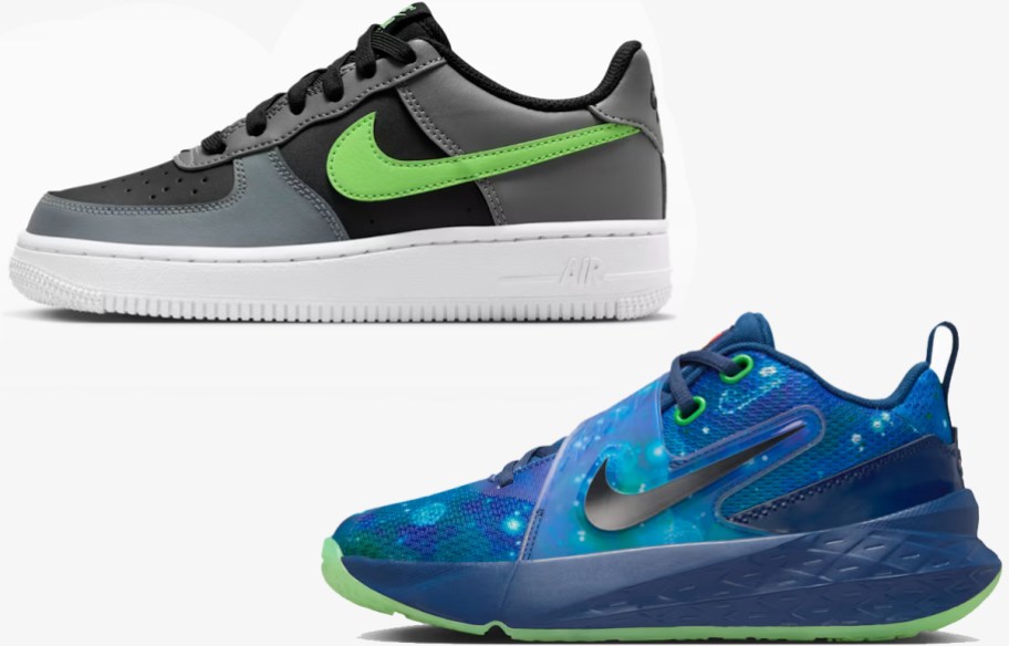 black and blue nike kids shoes
