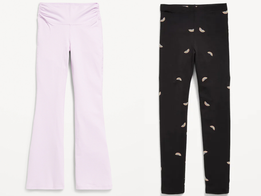 girls purple and black leggings