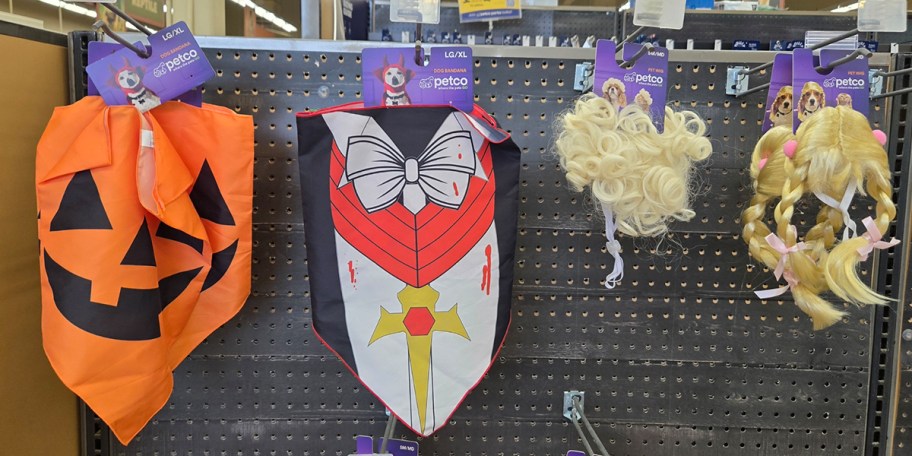 pumpkin, vampire bandanas , and blonde wigs 