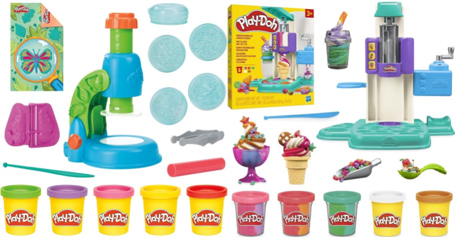 microscope and ice cream playdoh playsets