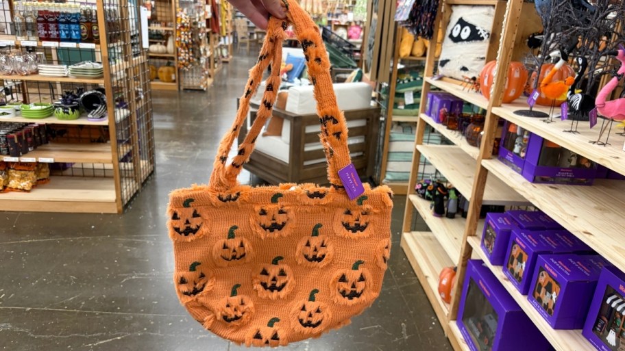 pumpkin fuzzy tote