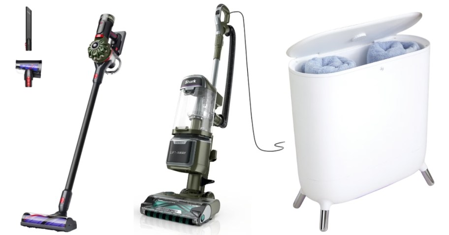 2 vacuums and a towel warmer