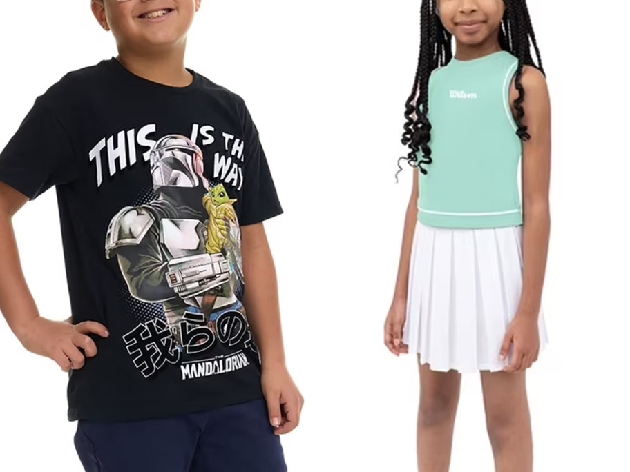 kids wearing black and teal tops 