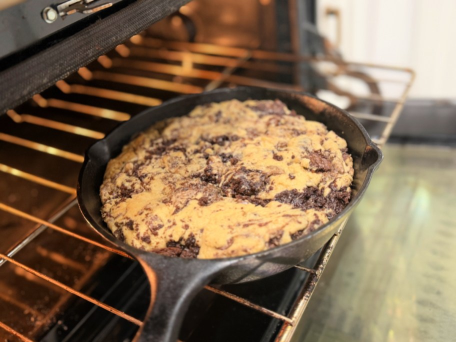 skillet cookie in the oven