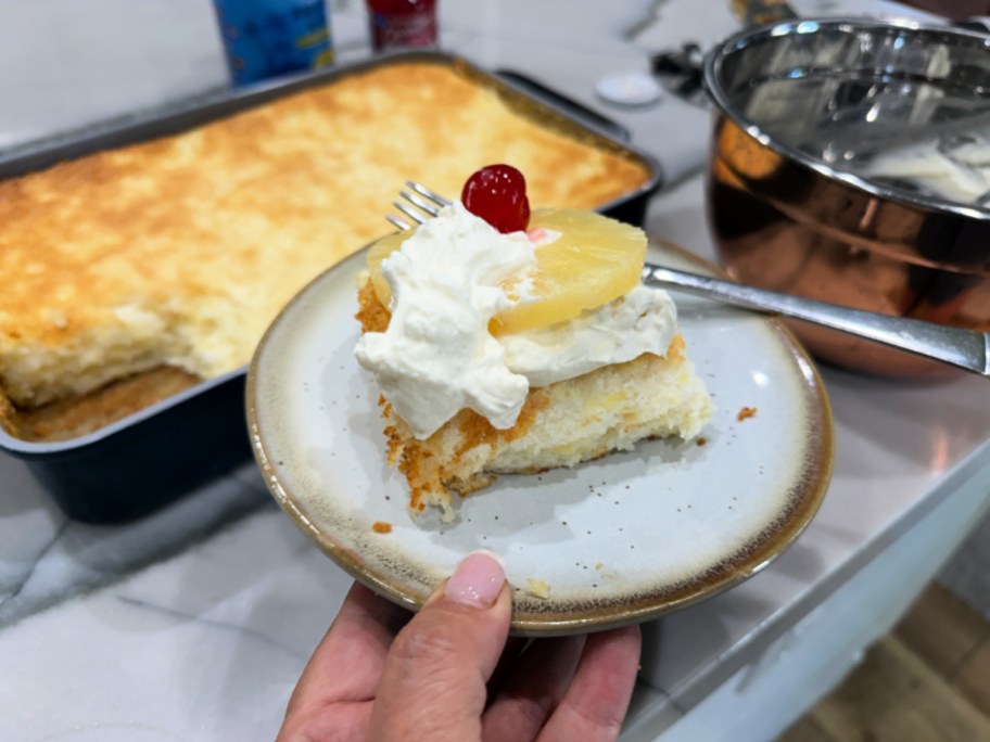 slice of pineapple angel food cake