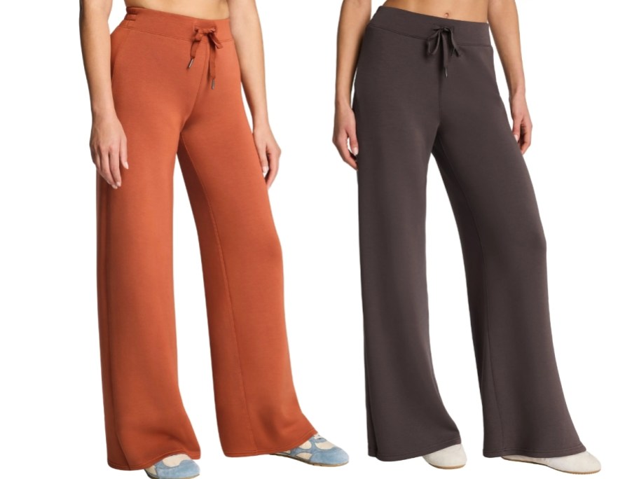 two women in wide leg pants