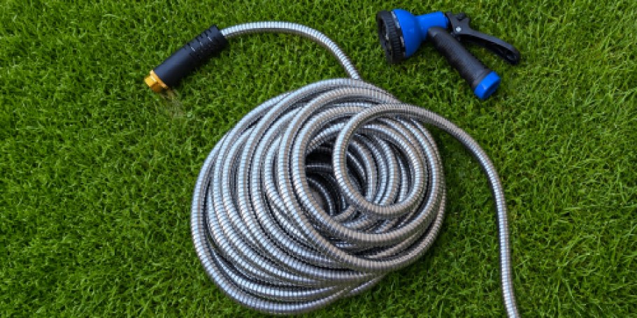 Stainless Steel 50′ Garden Hose w/ Nozzle Only $16.79 on Amazon (Reg. $37)