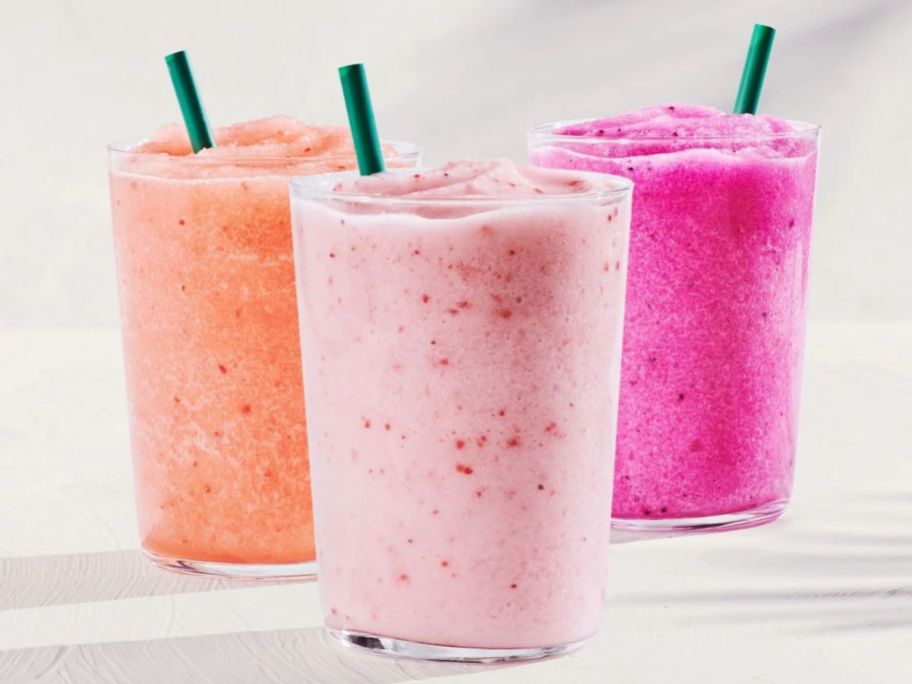 three starbucks drinks